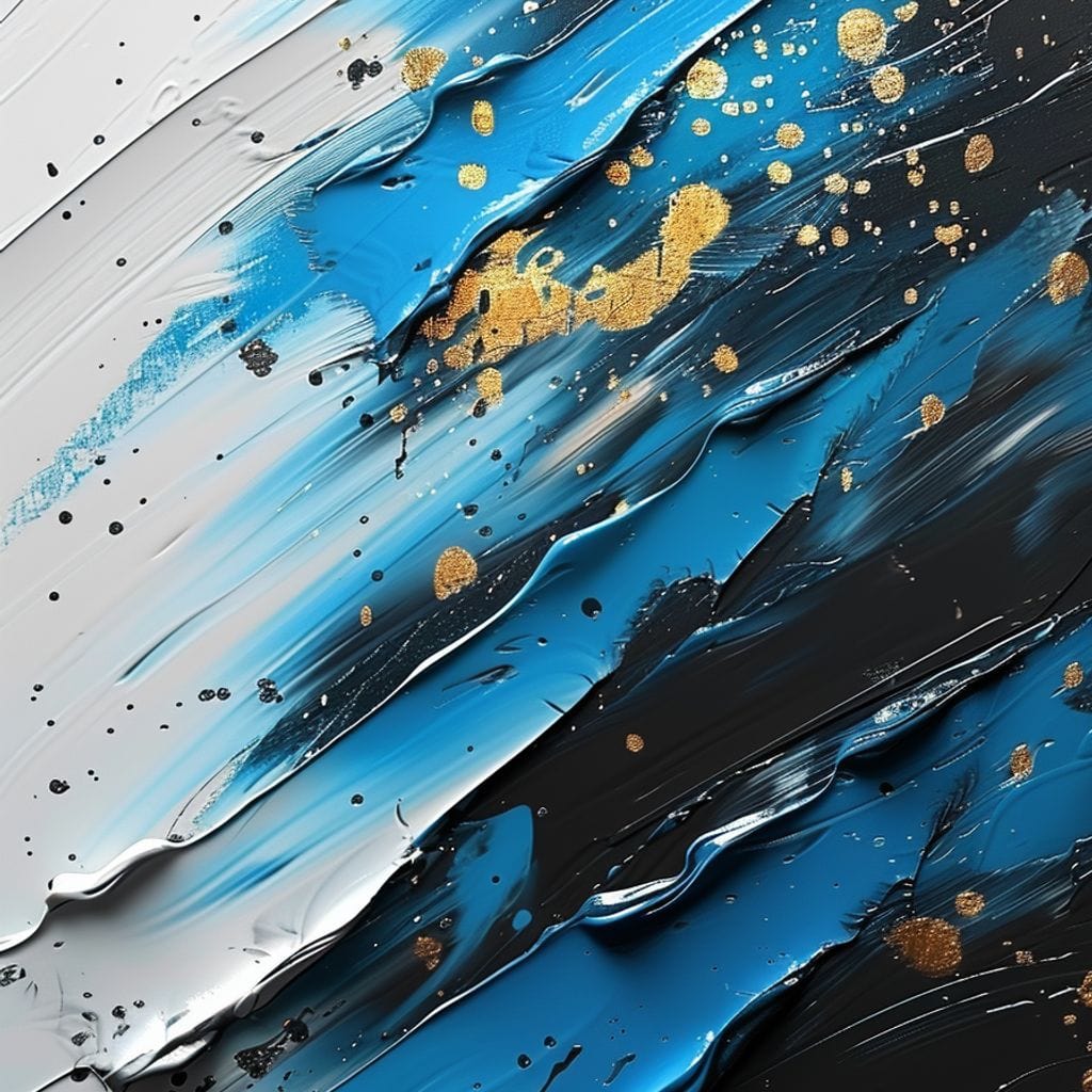 Sapphire Strokes Gold Specks 1 Canvas Wall Art