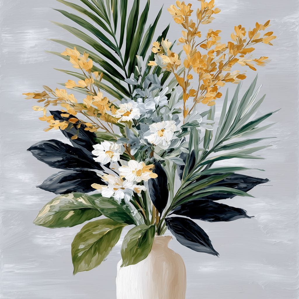 Golden Botanicals Still Life Canvas Wall Art