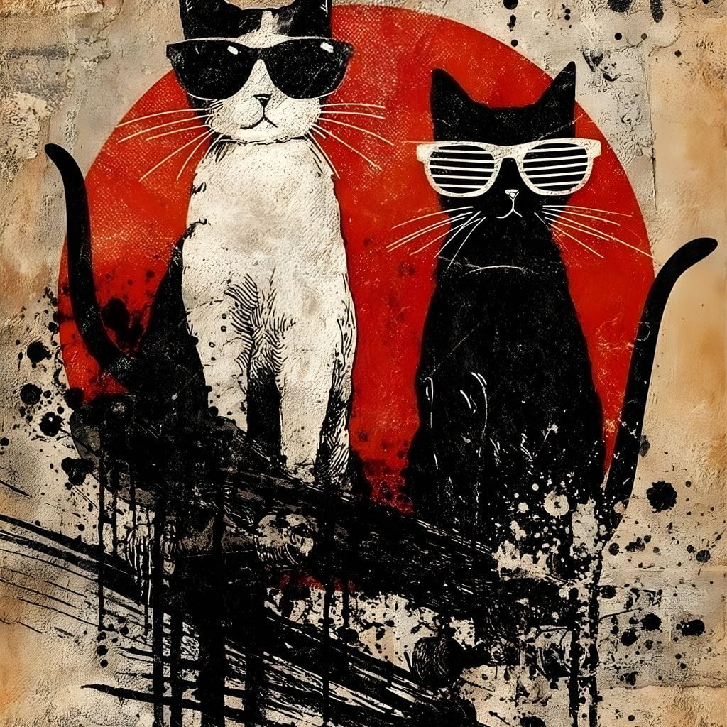 Streetwise Cats With Shades Canvas Wall Art