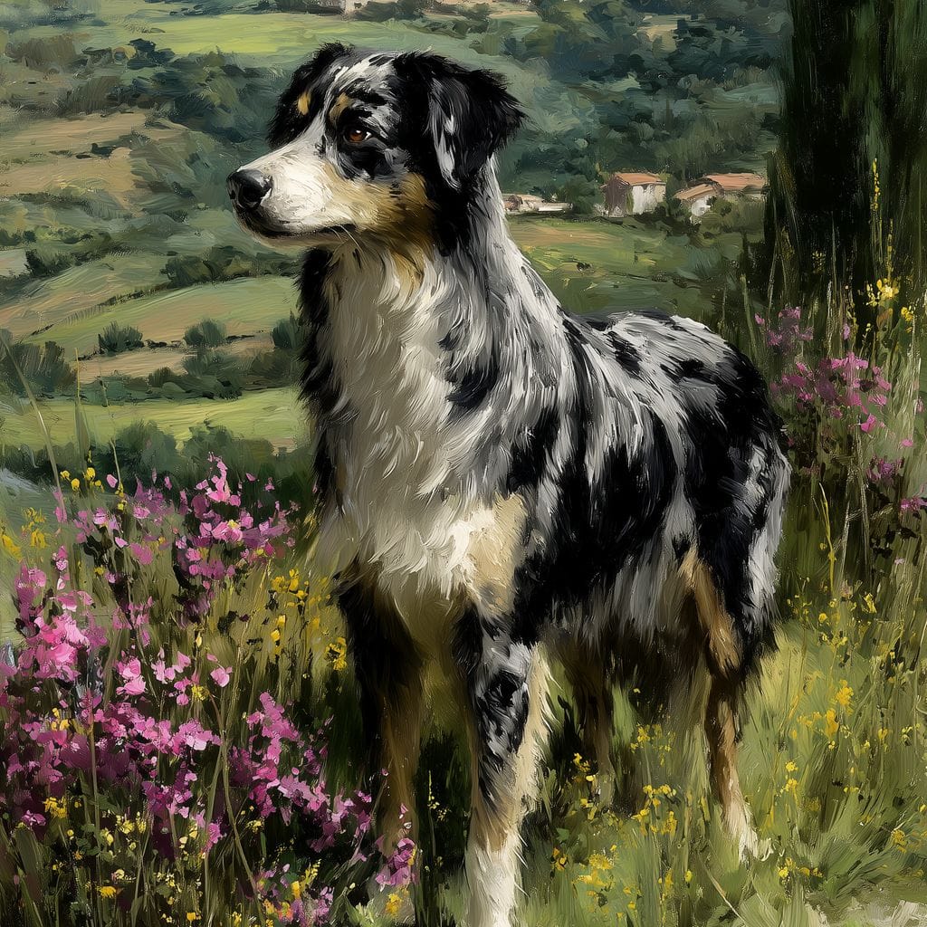 Australian Shepherd Meadow Sentinel Canvas Wall Art