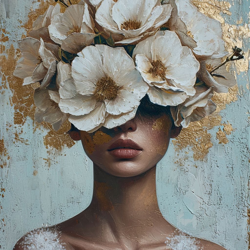 Golden Petal Silhouette Canvas Wall Art