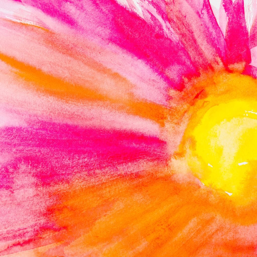 Pink & Orange Watercolor Flower Canvas Wall Art