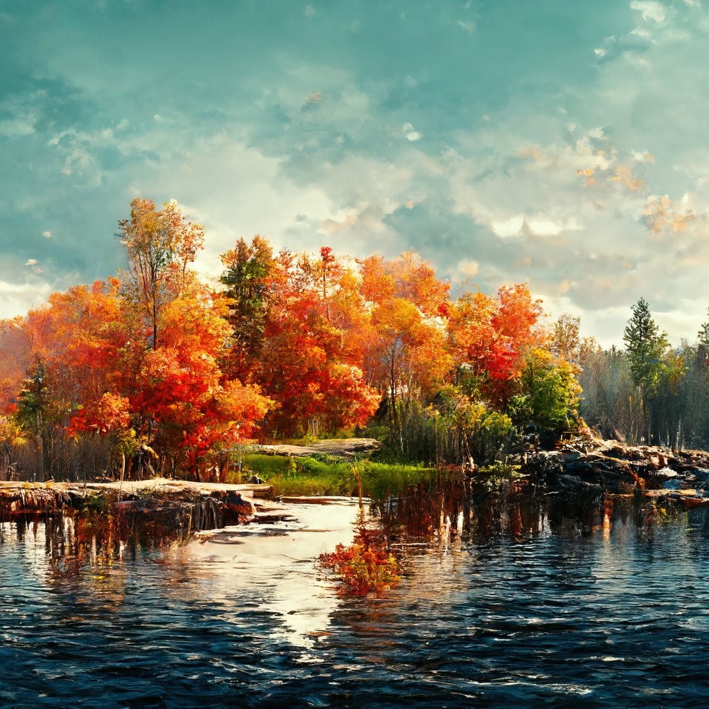 Lakefall Landscape Canvas Wall Art