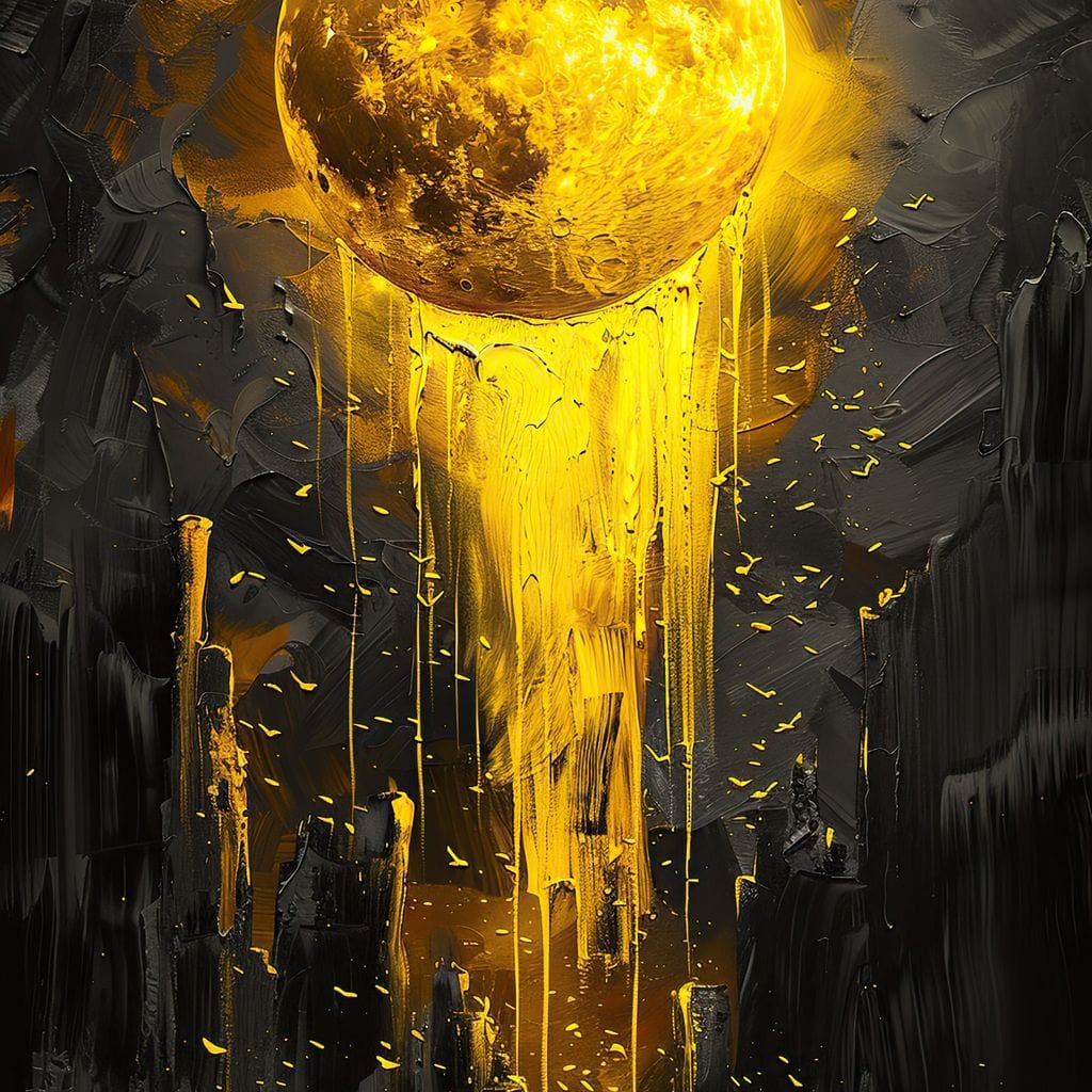 Golden Monolith Meltdown Canvas Wall Art