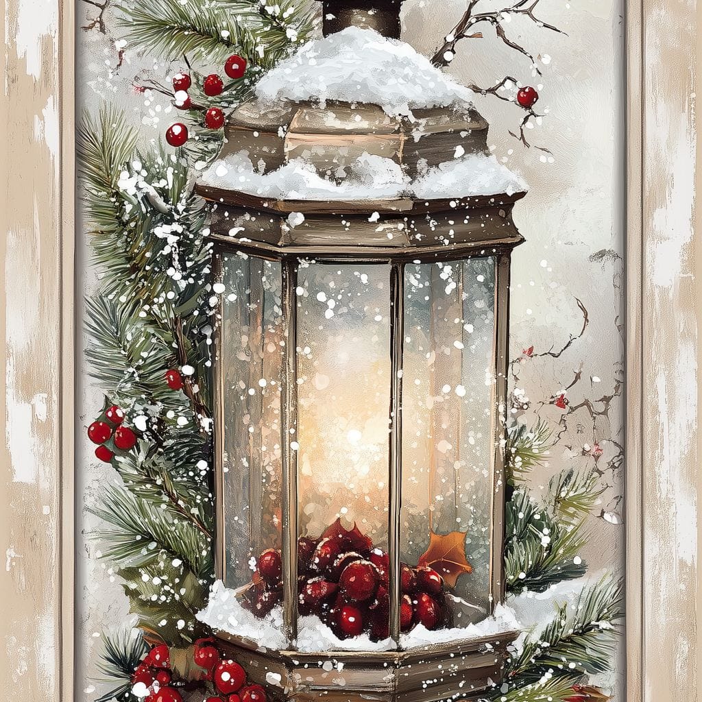 Lantern Glow Winter Enchantment Canvas Wall Art