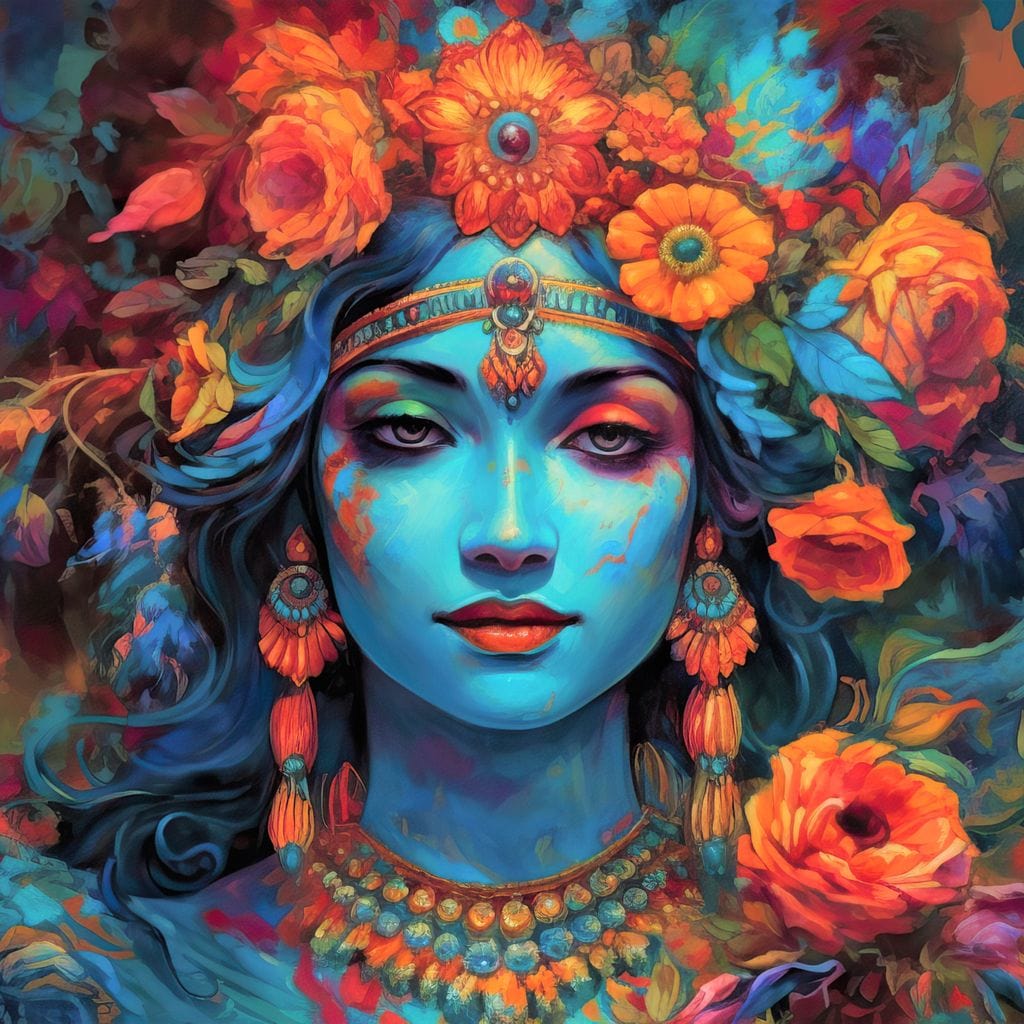 Lakshmi Floral Mural Canvas Wall Art