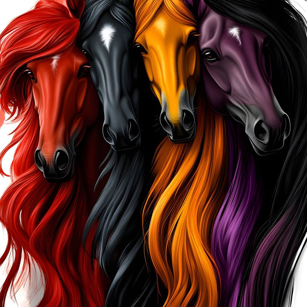 Equestrian Quartet Harmony Canvas Wall Art