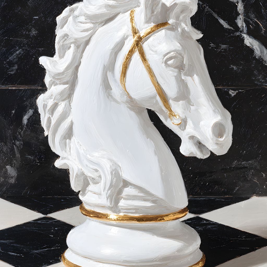 Gilded Knight on Marble Board Canvas Wall Art