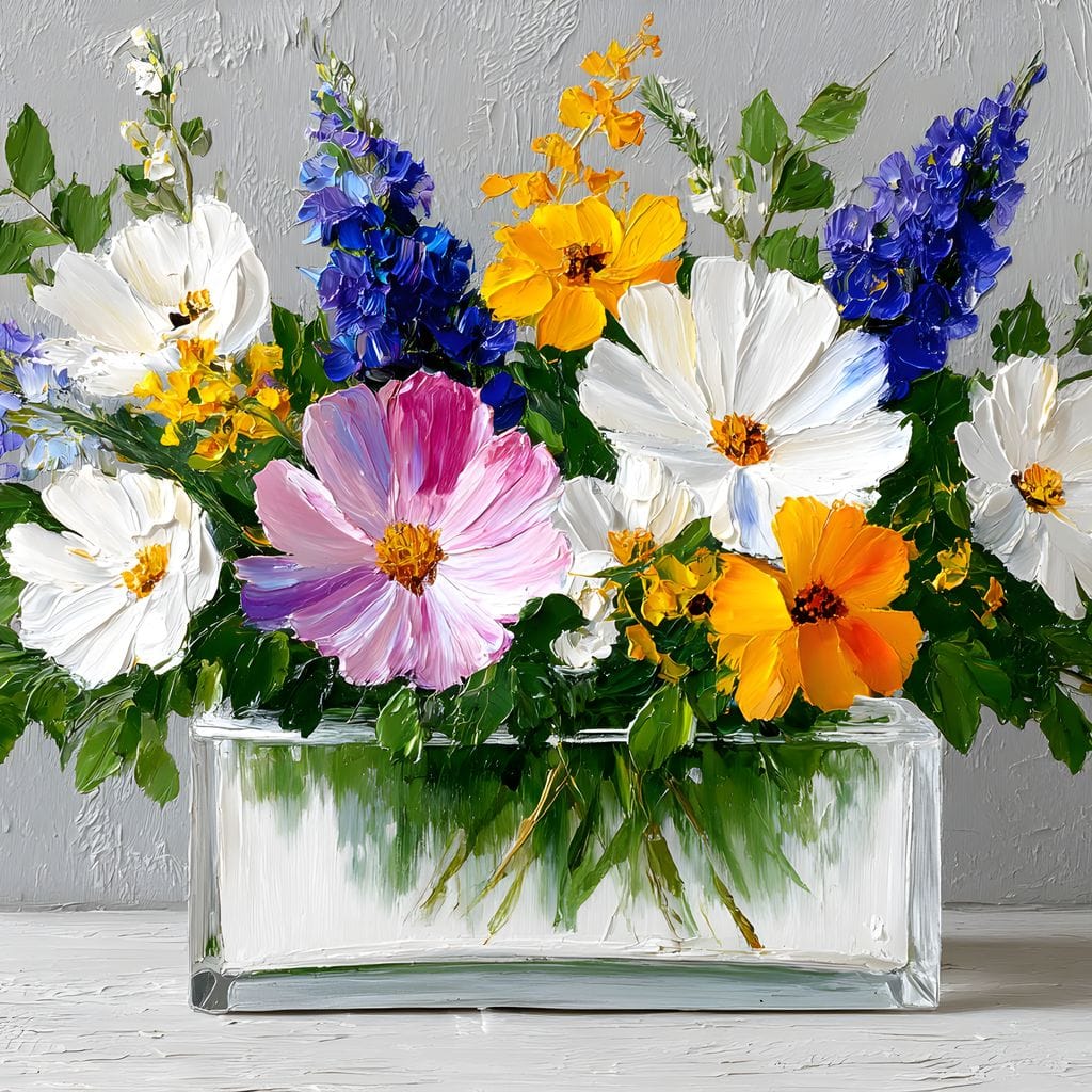Sunlit Wildflower in Water Canvas Wall Art