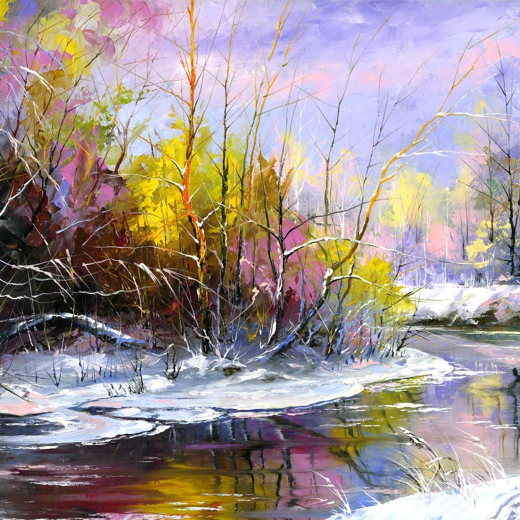 Winter Stream Canvas Wall Art