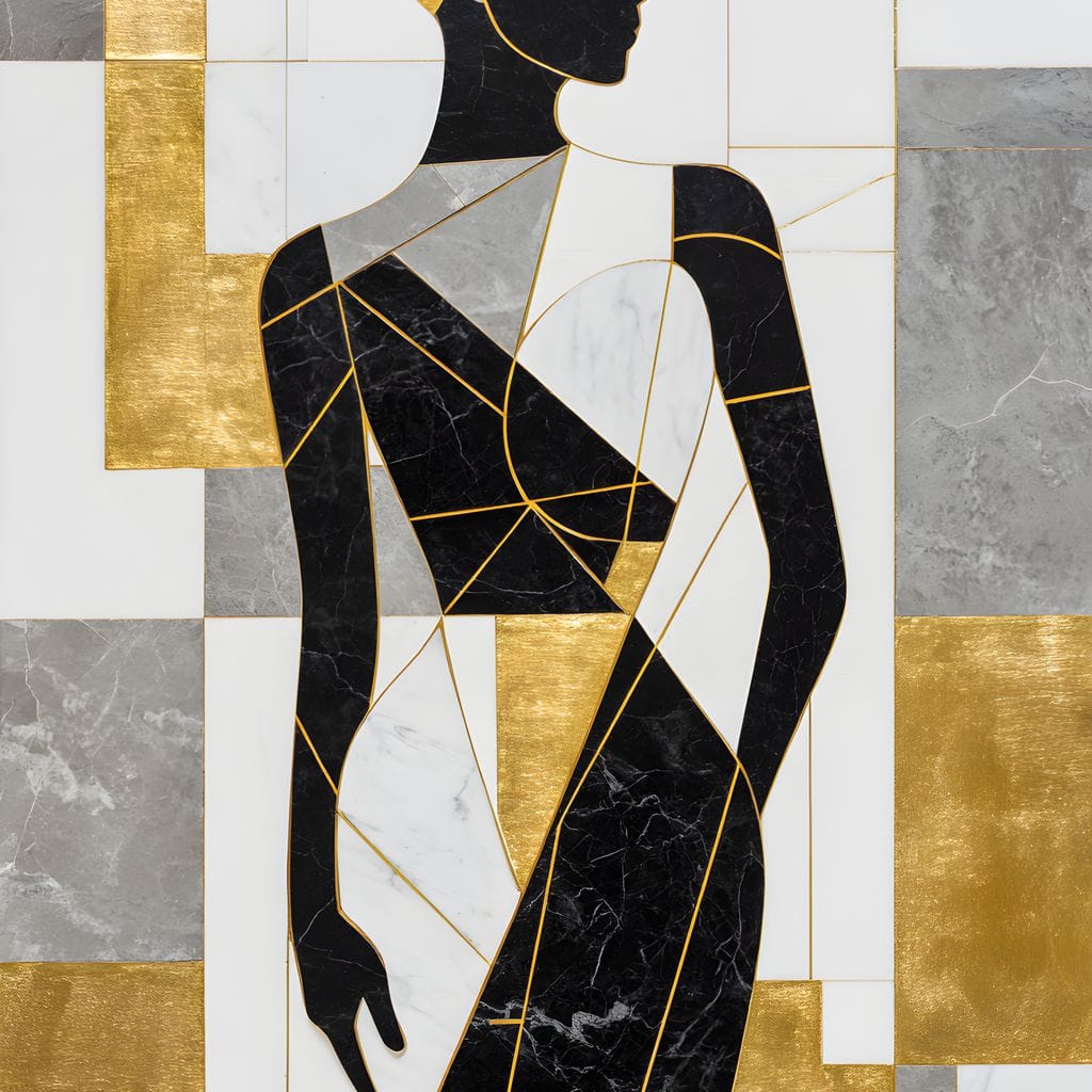 Golden Marble Muse Silhouette Canvas Wall Art
