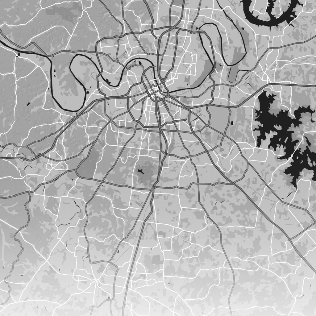 Map of Nashville, USA Canvas Wall Art