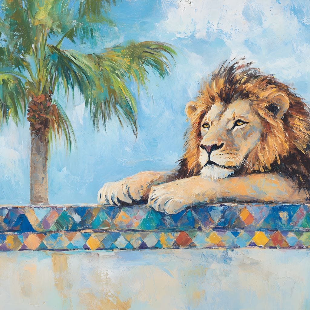 Lion Oasis Tranquility Canvas Wall Art