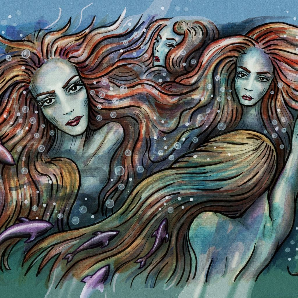 The 4 Mermaids Canvas Wall Art