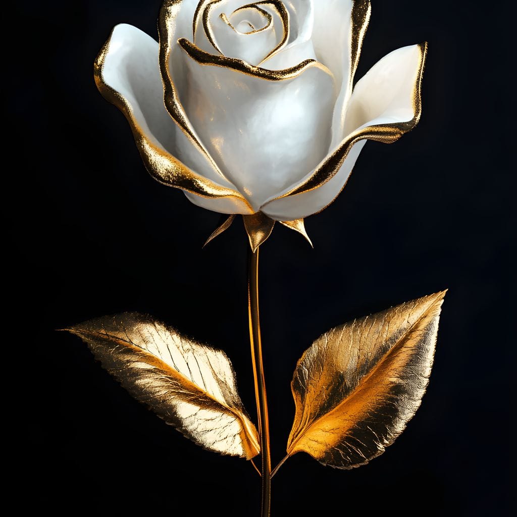 Golden Elegance Blossom Canvas Wall Art