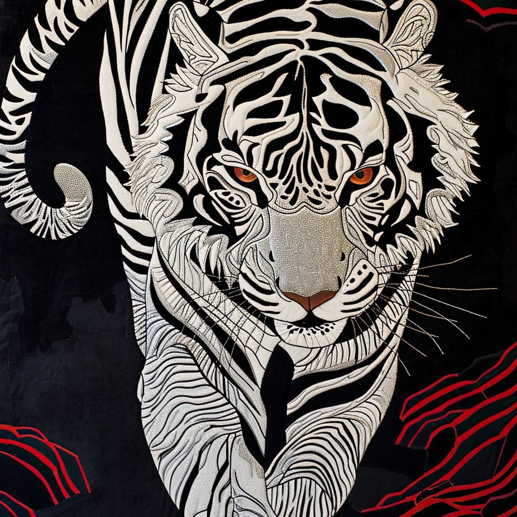 White Tiger of Shadows Canvas Wall Art