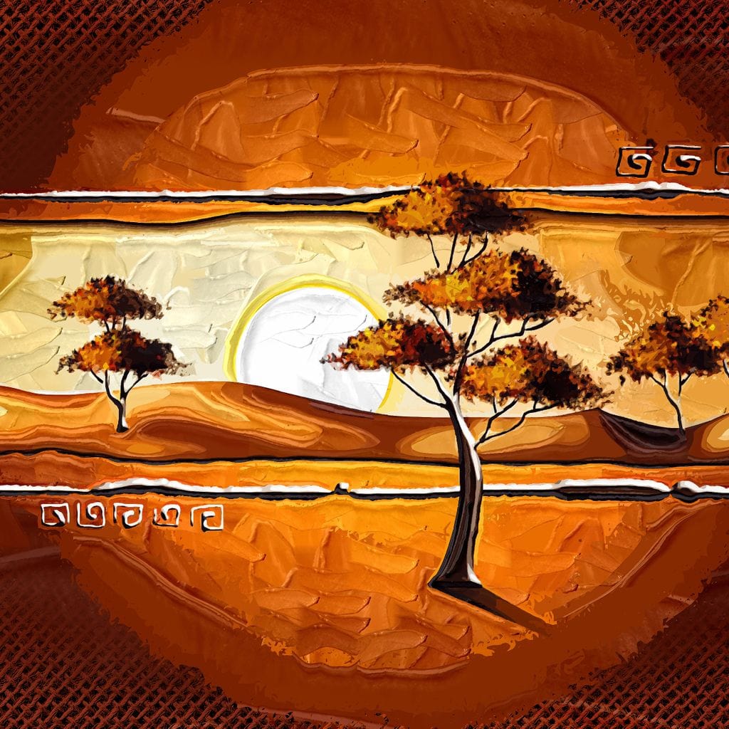 African Savanna Sunset Canvas Wall Art