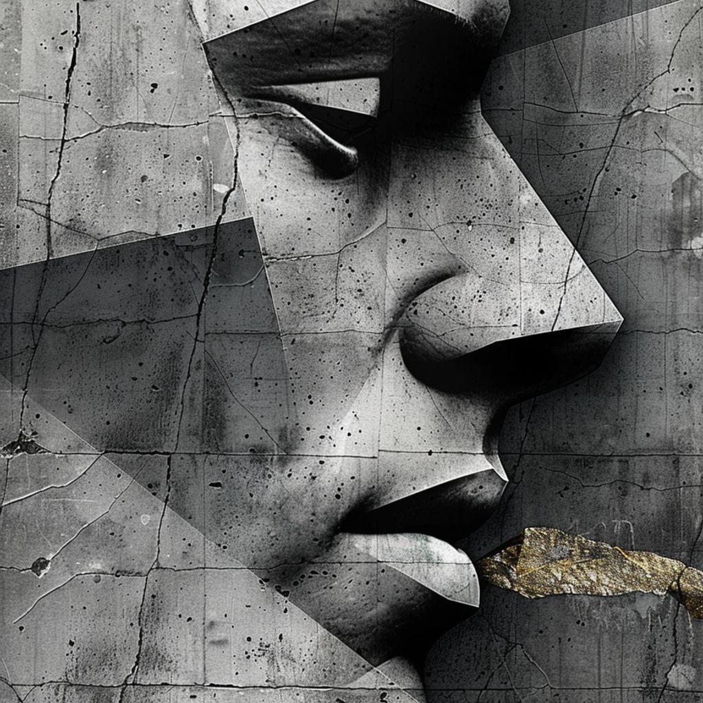 Monochrome Geometric Visage Canvas Wall Art