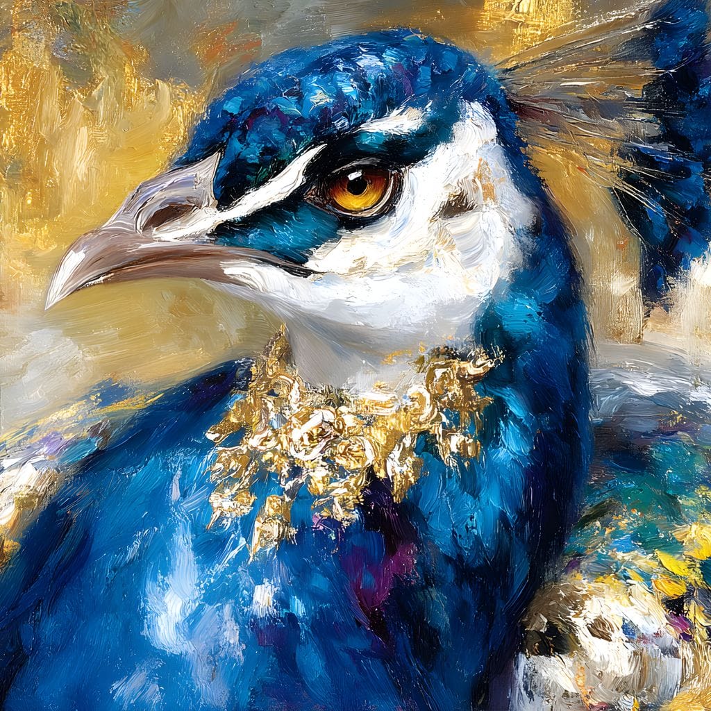 Regal Peacock Gold Radiance Canvas Wall Art