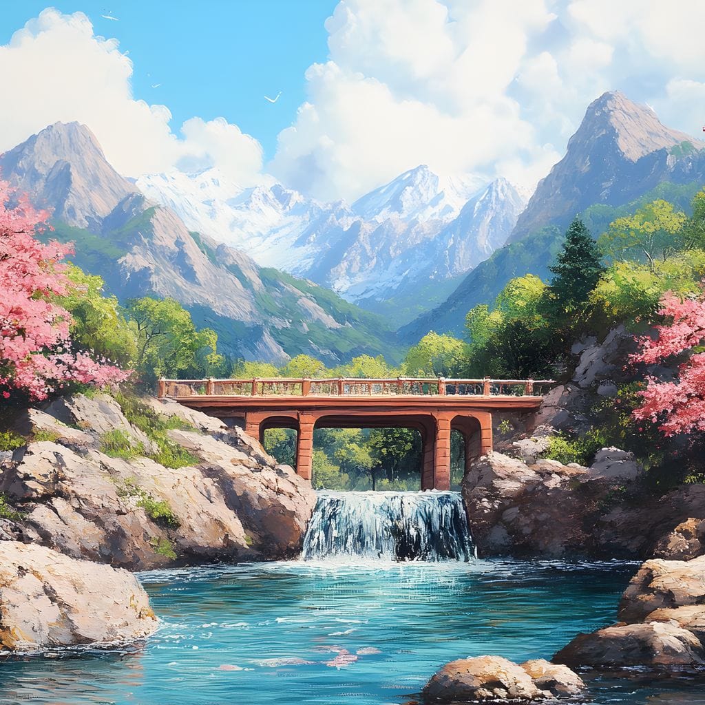 Bridge Over Tranquil Waters Canvas Wall Art