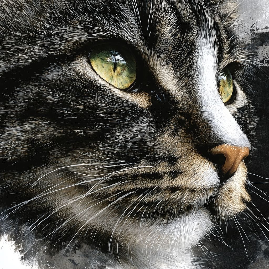 Golden Eyed Cat Portrait Canvas Wall Art