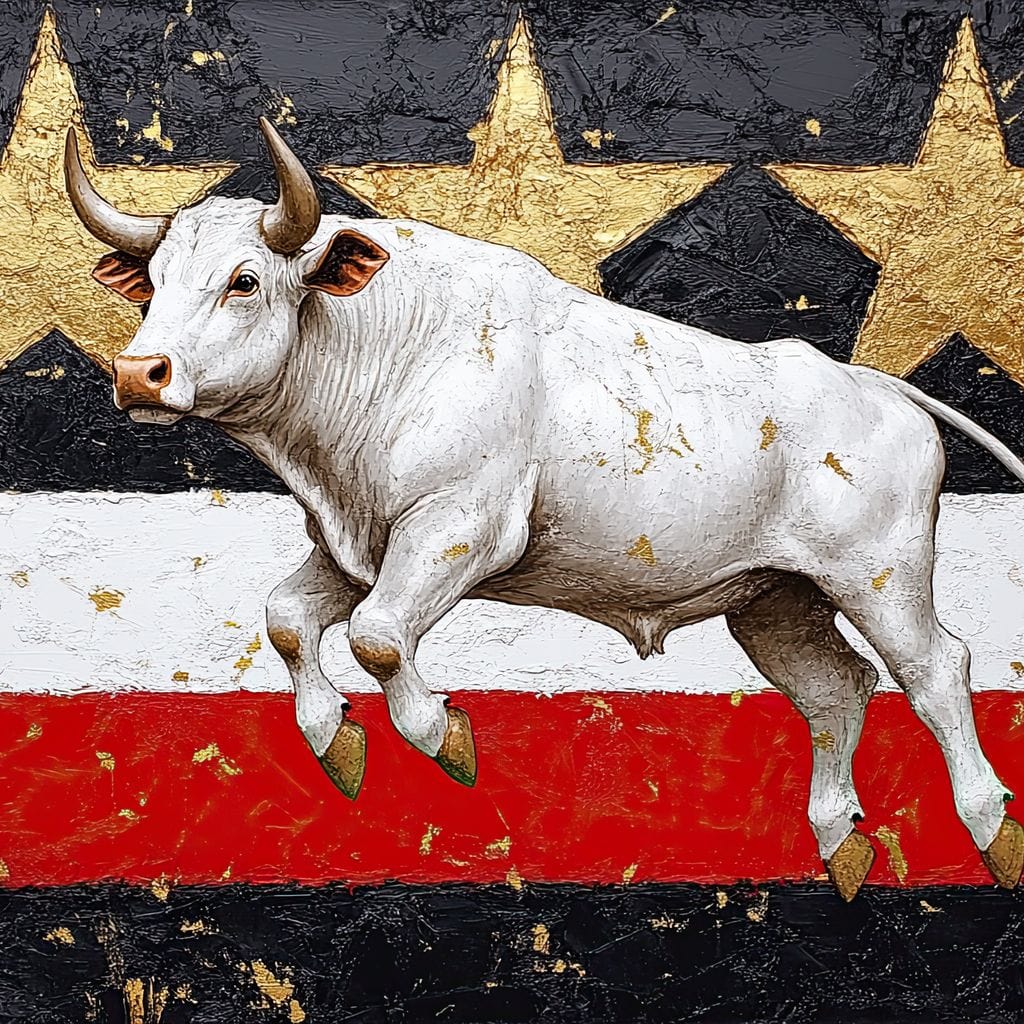 Bull Odyssey Across Stars Canvas Wall Art