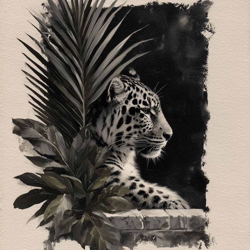 Feline Watch Over Stone Wall Canvas Wall Art