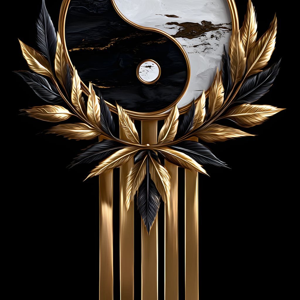 Golden Yin Yang Marble Elegance Canvas Wall Art