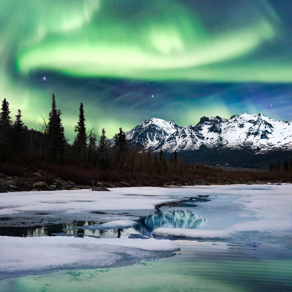 Northern Lights Landscape Canvas Wall Art