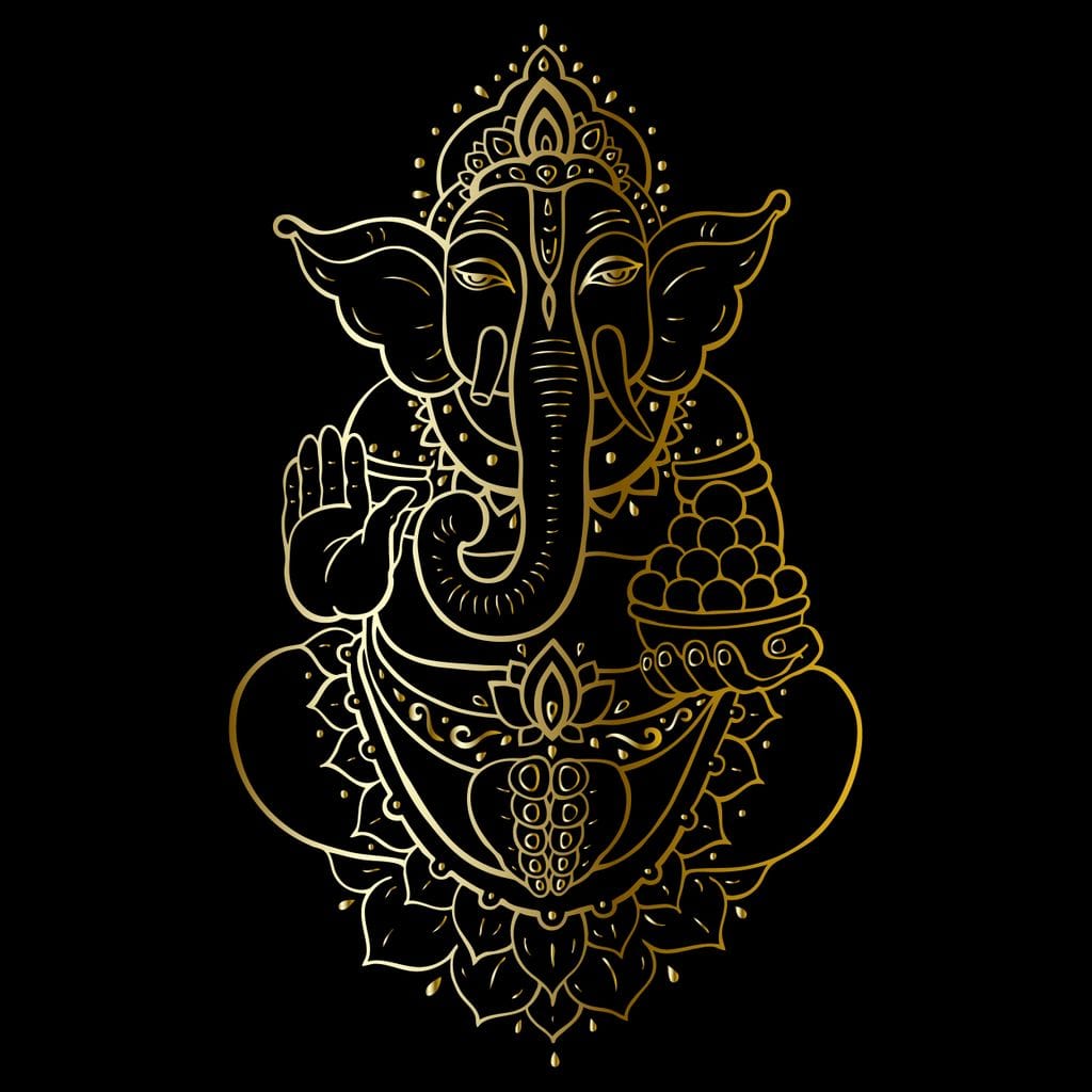 Golden Ganesha Canvas Wall Art