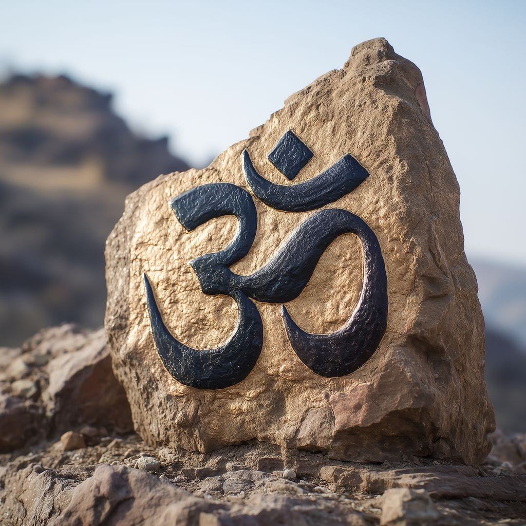 Om Mountain Stone Aum Sign Canvas Wall Art