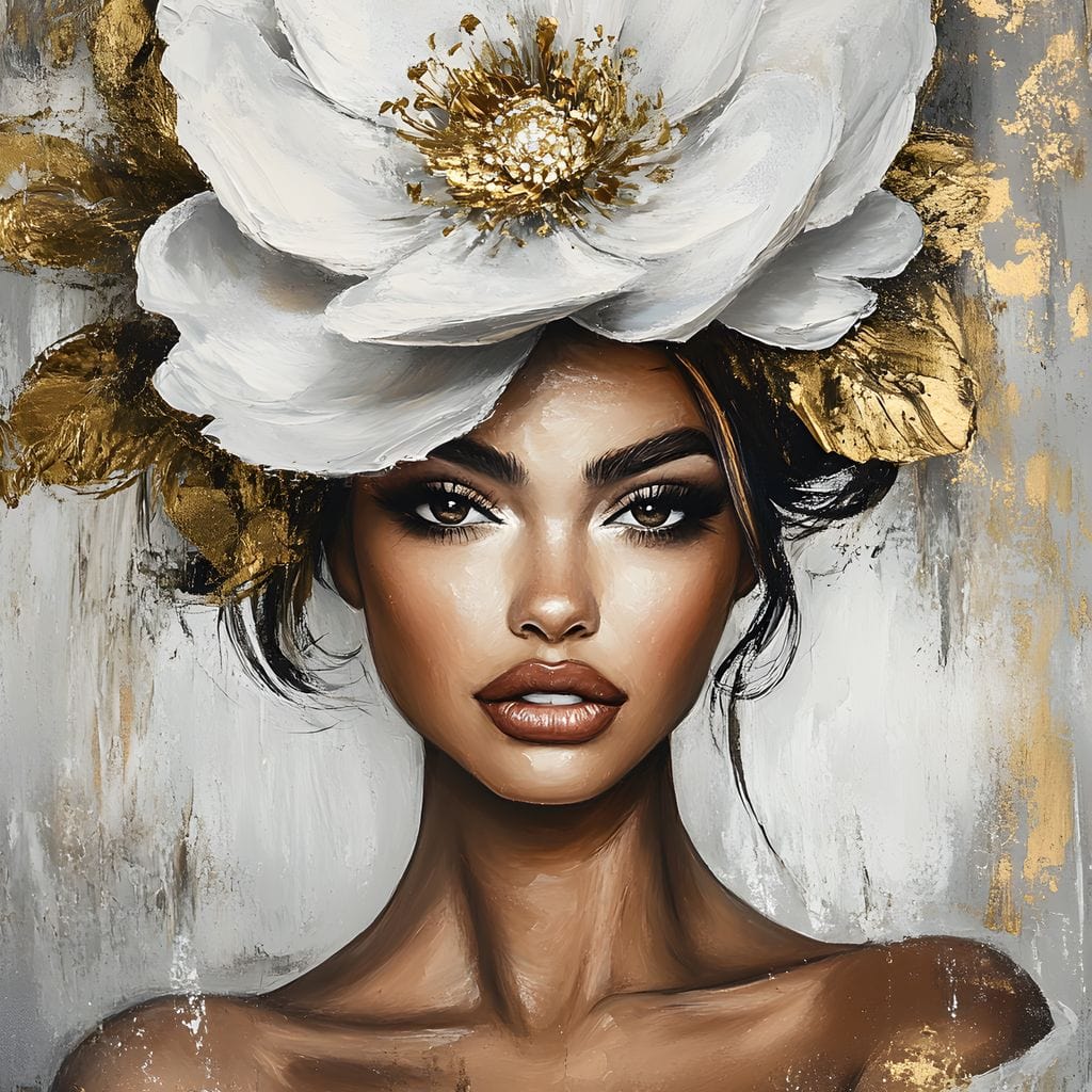 Golden Petals Elegance Enigma Canvas Wall Art