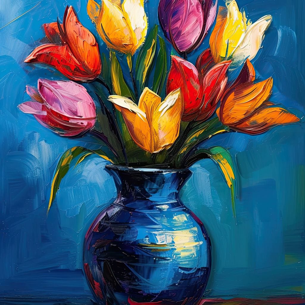 Tulips Flowers Bouquet Canvas Wall Art