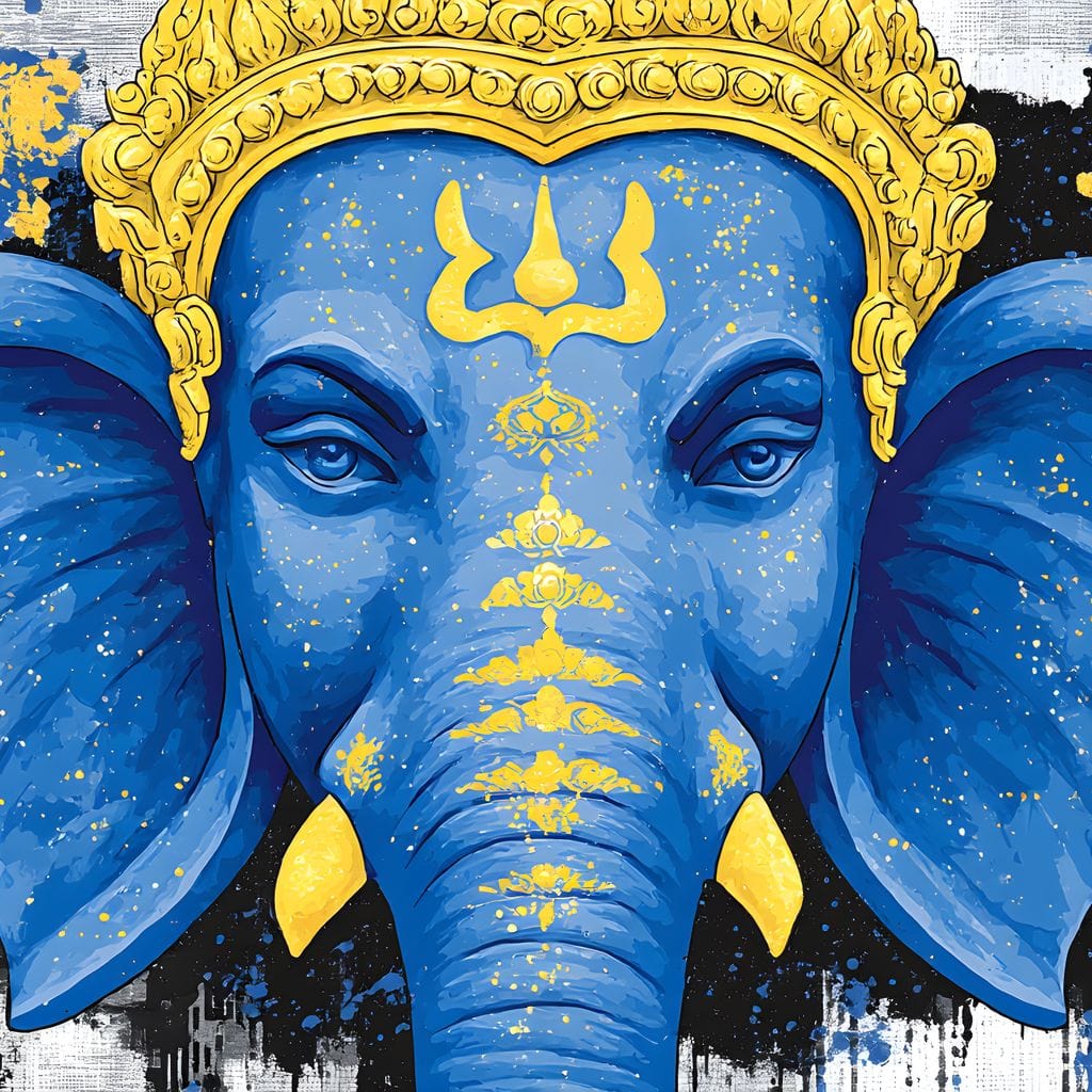 Ganesha Golden Majestic Tranquility Canvas Wall Art