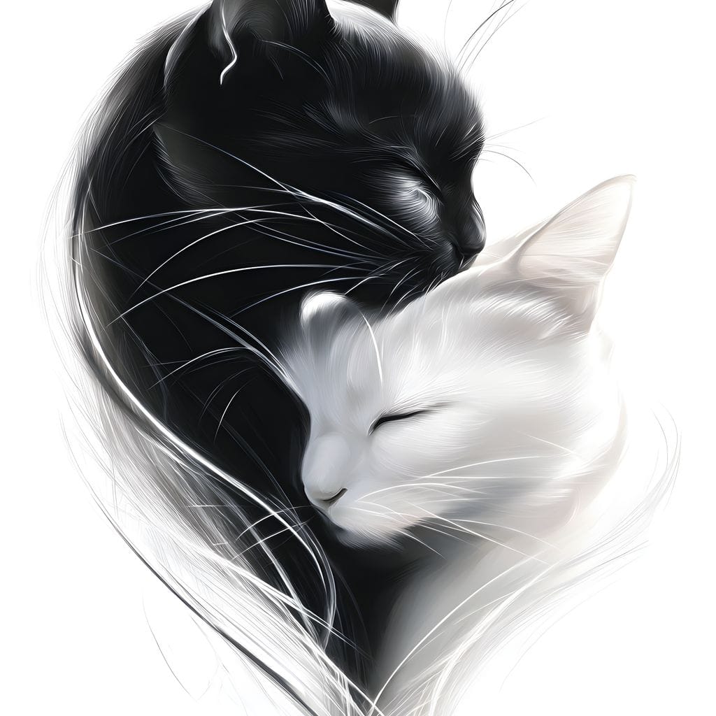 Cats Embrace Canvas Wall Art