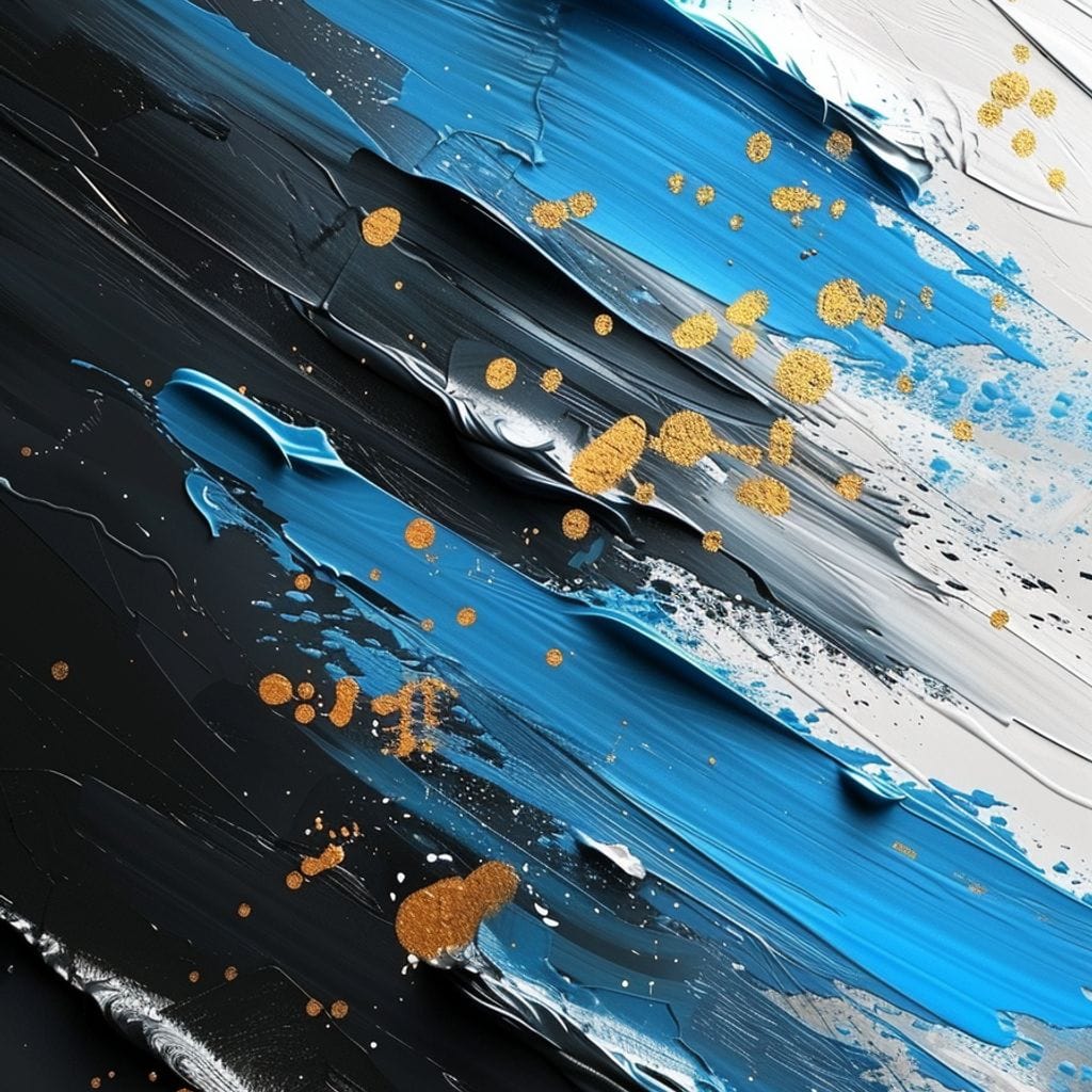 Sapphire Strokes Gold Specks 2 Canvas Wall Art