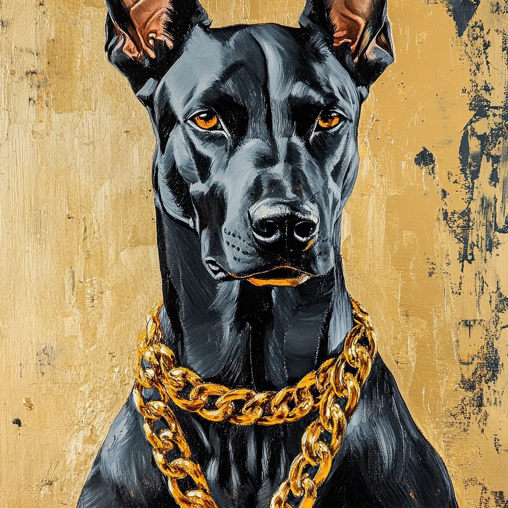 Bold Dog in Gold Canvas Wall Art