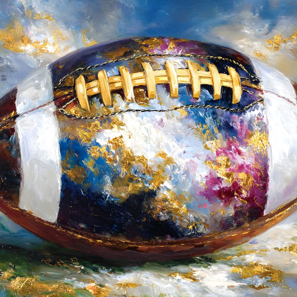 Golden Gridiron Glory Ball Canvas Wall Art