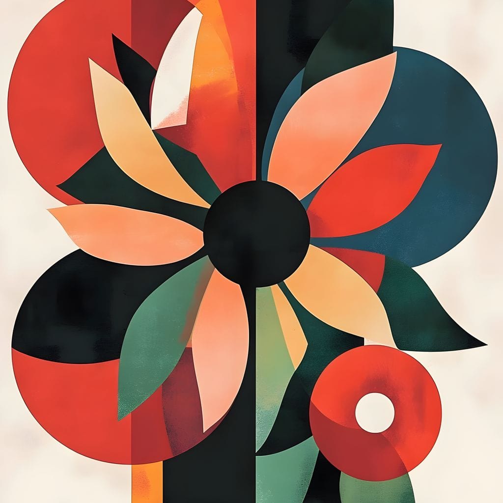 Abstract Floral Geometric Burst Canvas Wall Art