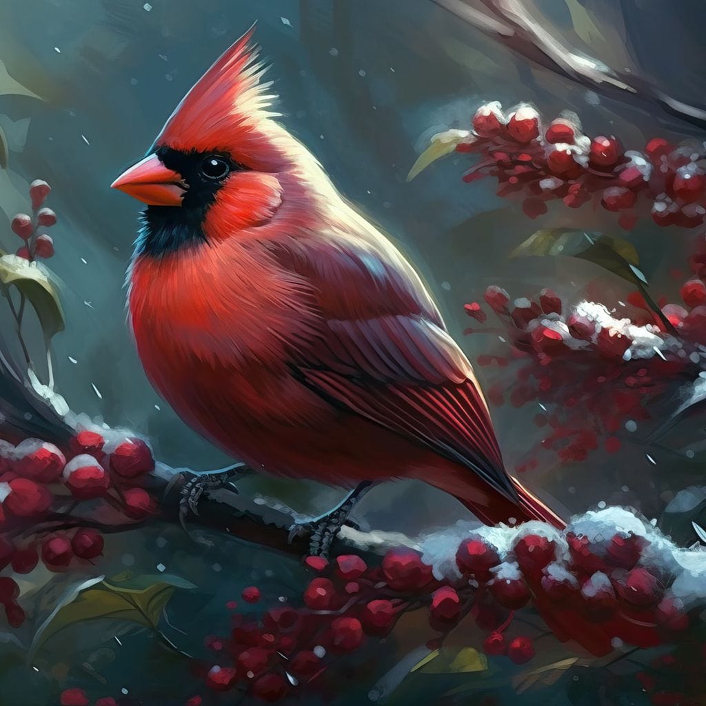 Winter Cardinal Canvas Wall Art