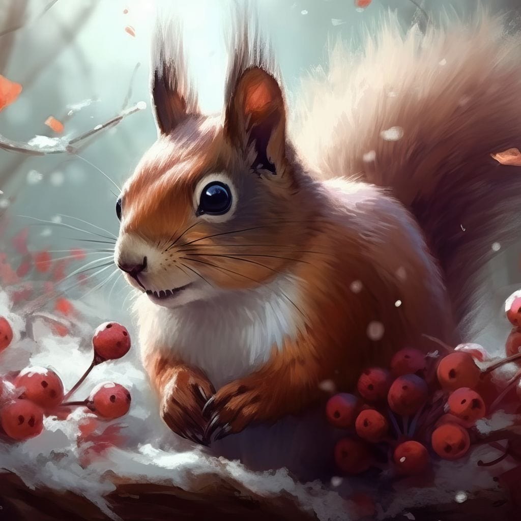 Winter Squirrel Canvas Wall Art