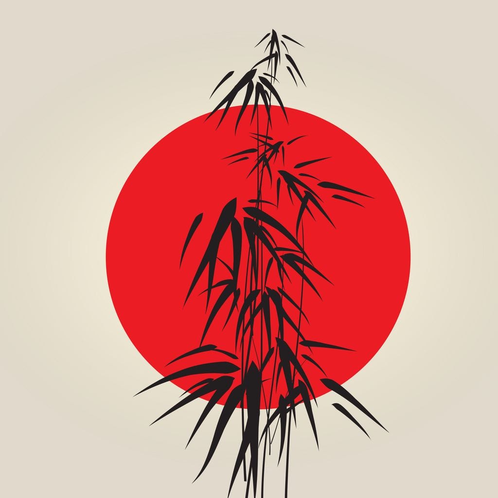 Red and Black Bamboo Canvas Wall Art
