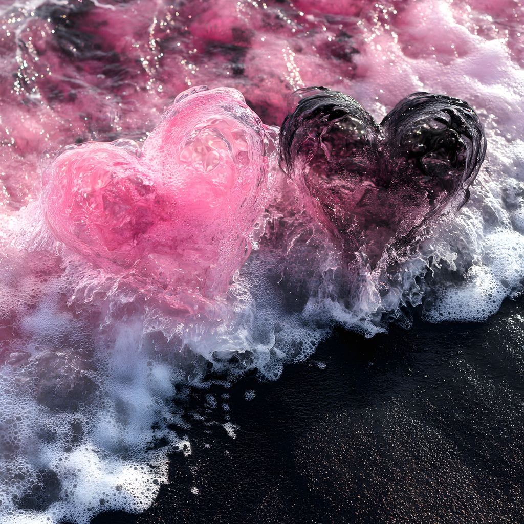 Rose Quartz Hearts Tide Canvas Wall Art