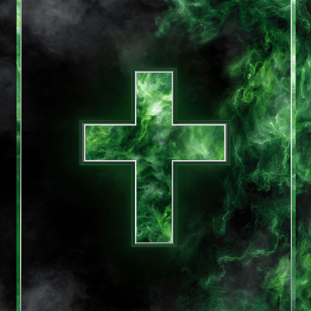 Emerald Smoke Cross Radiance Canvas Wall Art