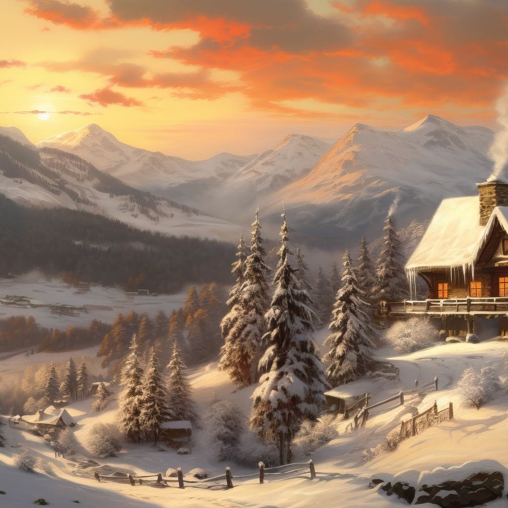 Christmas Cottage Canvas Wall Art