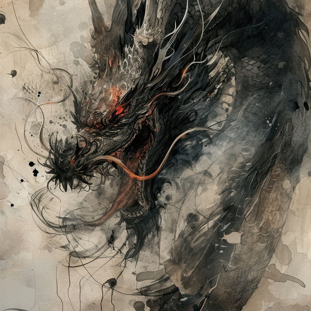Ethereal Dragon's Maelstrom Canvas Wall Art