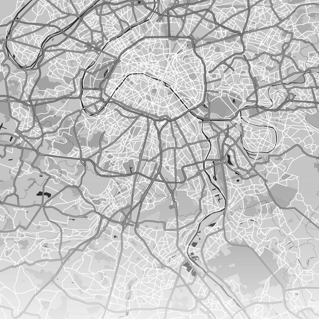 Map of Paris, France Canvas Wall Art