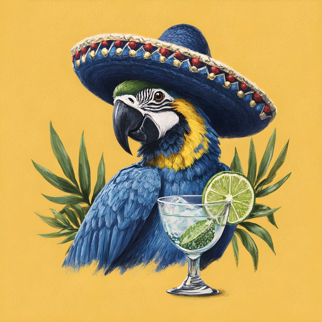 Parrot Margarita Fiesta Tropical Canvas Wall Art