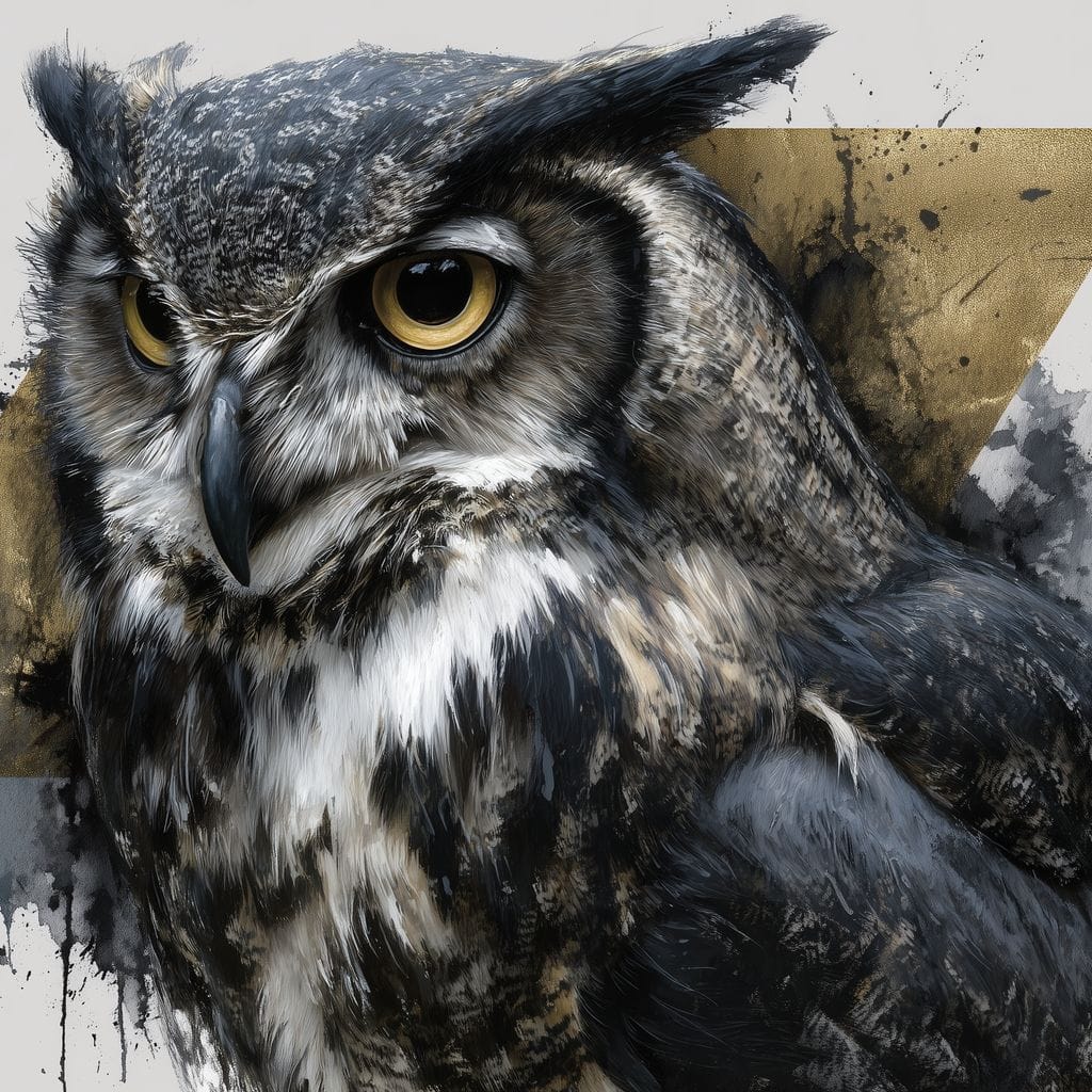 Golden Eyed Owl Portrait Canvas Wall Art