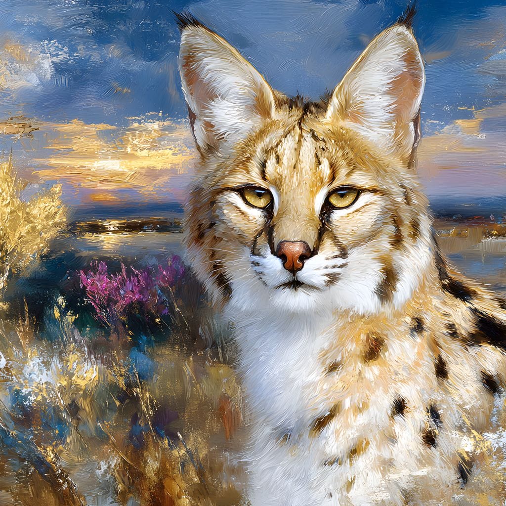 Savanna Serval Sunset Glow Canvas Wall Art
